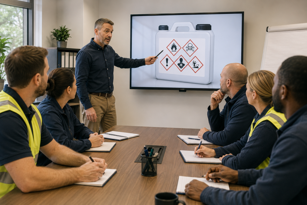 COSHH awareness training session for UK workers
