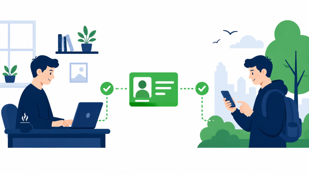 Illustration showing a CSCS card application done online by laptop or by phone