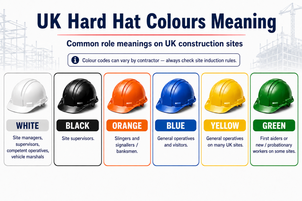 UK hard hat colour codes meaning chart for construction sites