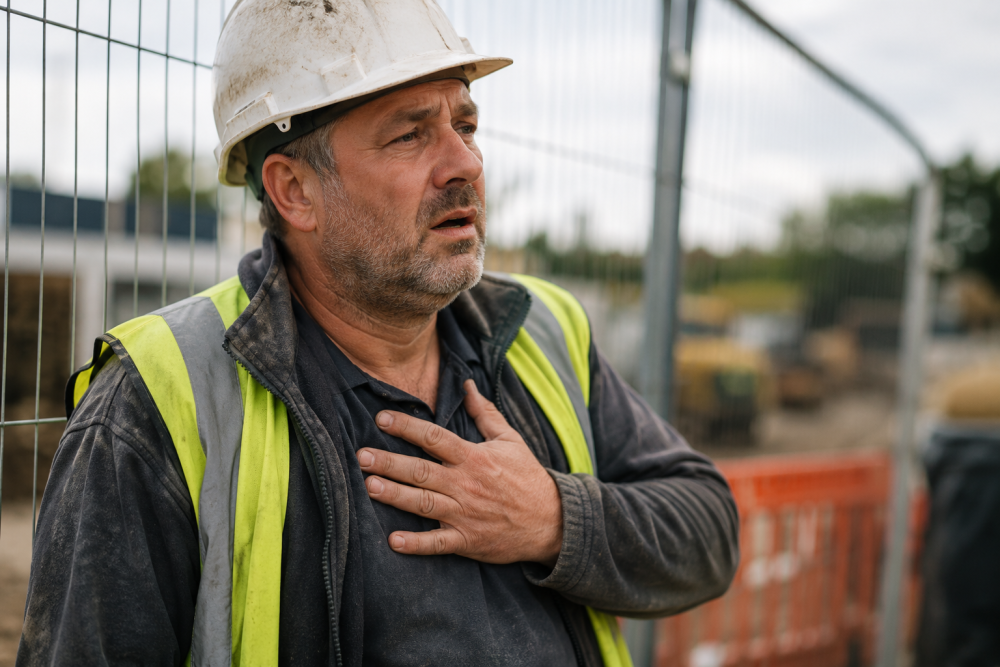 Construction worker with breathlessness, an early silicosis symptom