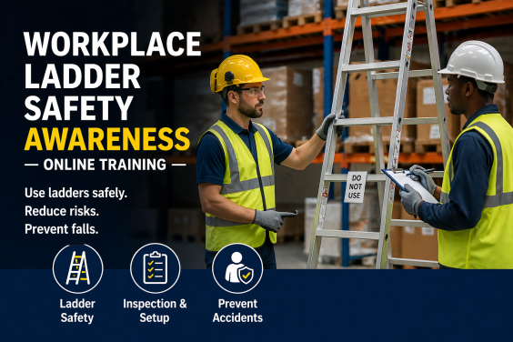 Ladder safety course online banner – ladder inspection and training certificate