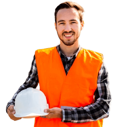 Construction professional with hard hat